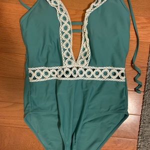 Cupshe Blue Crochet One Piece Swimsuit